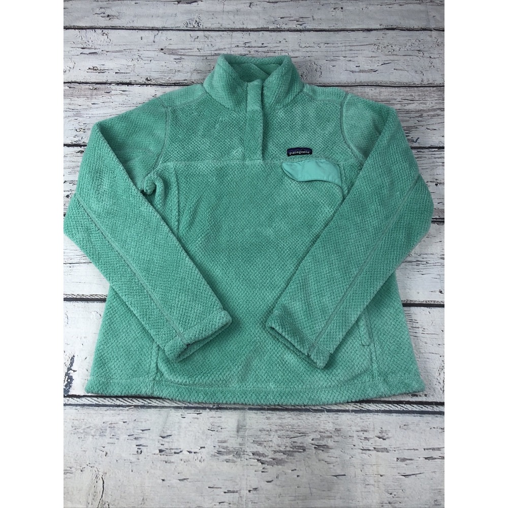 Patagonia 1/4 Zip Mint Green Pullover Size M Snap-T Fleece PolarTec STY25443